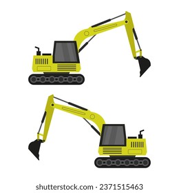 Excavator illustrated in vector on background