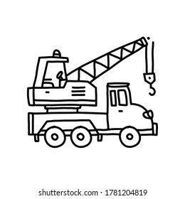Excavator illustration and dozer hand drawn for coloring and line art. Kids 
heavy equipment coloring for education.