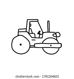 Excavator illustration and dozer hand drawn for coloring and line art. Kids 
heavy equipment coloring for education.