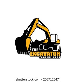 Excavator Illustration Logo Design Vector