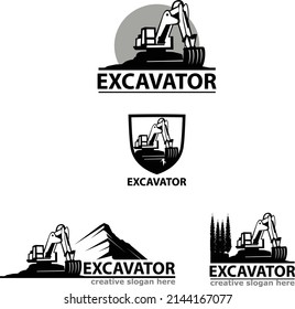 excavadora, ilustración de conjunto de logotipos 
