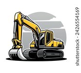 excavator illustration logo vector image