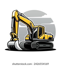 excavator illustration logo vector image