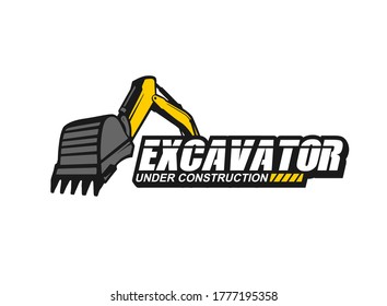 Excavator illustration and tractor hand drawn  for coloring and line art. Kids heavy equipment coloring for education.