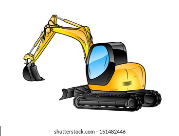 excavator isolated on the white background