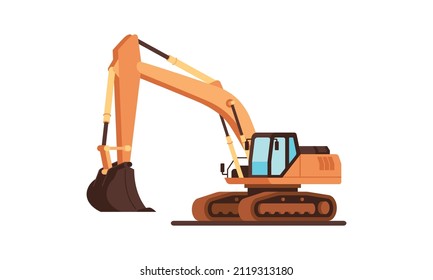 excavator isolated on white background. construction heavy machinery equipment 
flat vector illustration