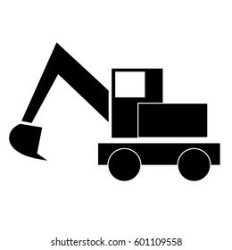 Excavator isolated vector of construction machinery.