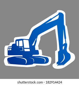 Excavator isolated. Vector icon. Sketch in black lines