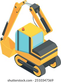 Excavator isometric icon. Heavy machinery. Construction vehicle