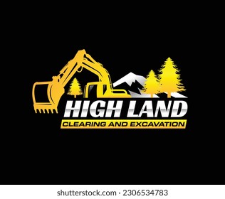 Excavator Land Clearing Logo Design Template