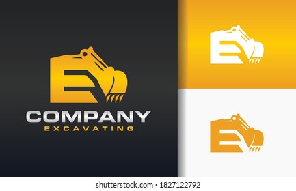 the excavator letter E logo