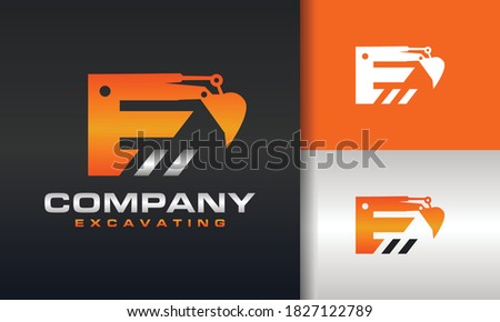 the excavator letter E logo