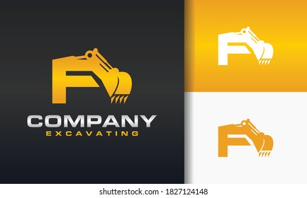 the excavator letter F logo