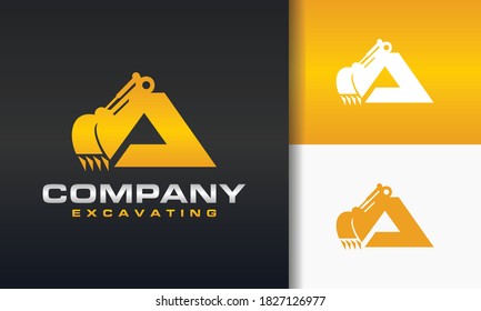 the excavator letter A logo