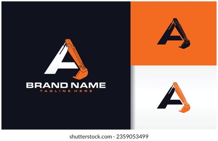 Excavator Letter A Logo For Contruction Company