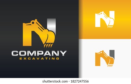 the excavator letter N logo