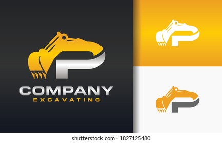 The Excavator Letter P Logo