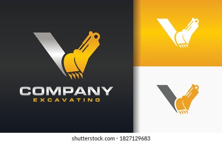 the excavator letter V logo