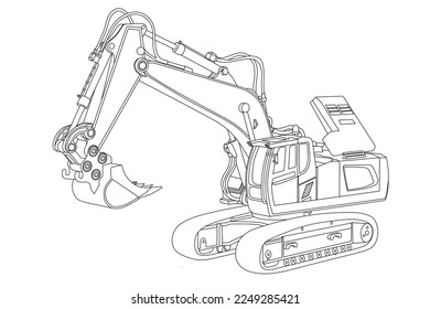 Excavator line art for coloring book 