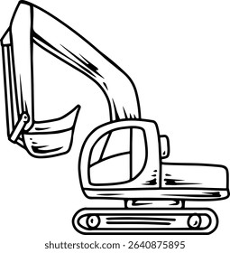 Excavator line drawing for coloring book  