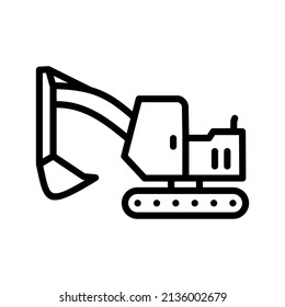 Excavator Line Icon Black Design