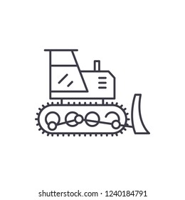 Excavator line icon concept. Excavator vector linear illustration, symbol, sign
