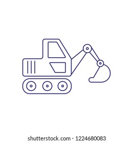 Excavator line icon. Digger, roadwork, construction site. Construction concept. Vector illustration can be used for topics like transport, heavy industry, building