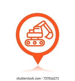 excavator line icon on mark