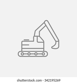 Excavator line icon for web, mobile and infographics. Vector dark grey icon isolated on light grey background.