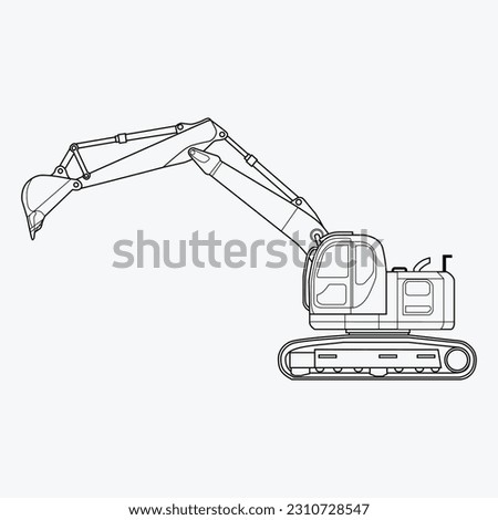 Excavator line. Vector illustration. Black line