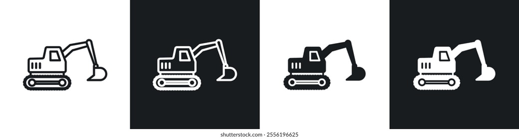 Excavator linear icon set for app, and web design.