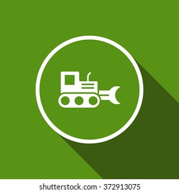 excavator, loader flat icon with long shadow. construction vector illustration