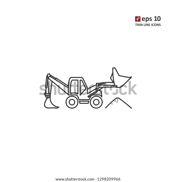 Excavator loader - vector icon. Symbol for web,\
infographics, print design and mobile UX/UI kit. Vector\
illustration, EPS10.