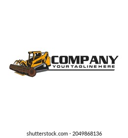 excavator log grapple lift tree trunk logo template