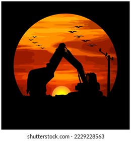 Logo de la excavadora en la tarde