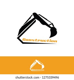 Excavator  logo for construction company, dozer silhouette, wheel loader modern icon