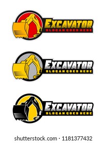 Excavator logo design with circle template vector