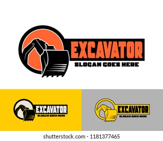 Excavator logo design with circle template vector