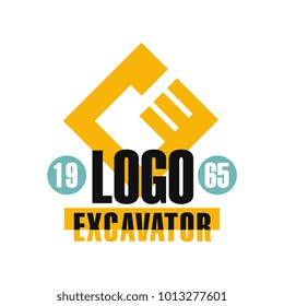 Excavator logo design, estd 1965, backhoe service label vector Illustration
