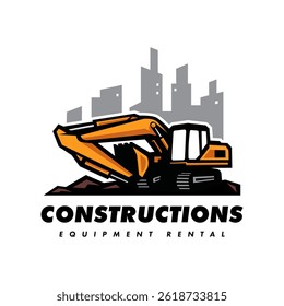 Excavator Logo Design Illustration Vector for  Equipment Rental, Construction Company and more