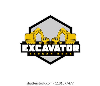 Excavator logo design with polygon template vector