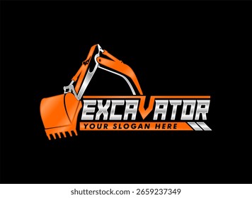 excavator logo design template heavy, transportation vehicle mining equipment for construction, contractor logo vector illustration