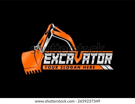 excavator logo design template heavy, transportation vehicle mining equipment for construction, contractor logo vector illustration