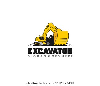 Excavator logo design template vector