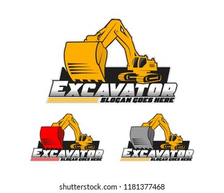 Excavator logo design template vector