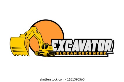 Excavator logo design template vector