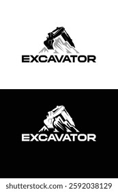 excavator logo design template vector mountains, rocks, hills EPS 10