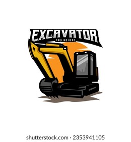 Excavator logo design vector for contruction company