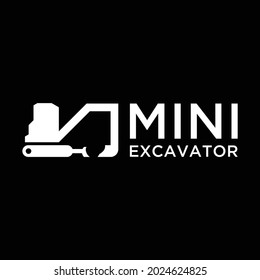 Logo de mini icono de excavadora. Vehículo de excavación vectorial Digger Illustration. Logo de la miniexcavadora.