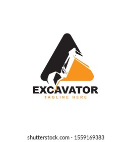 Excavator logo design vector template.backhoe symbol 